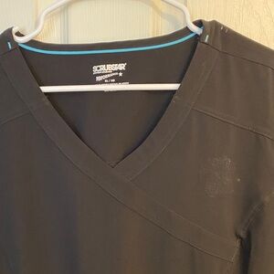 Scrubstar Black Scrub Top with Teal Trim